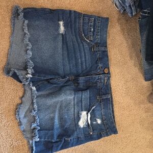 Denim Frayed Hem Women Shorts
